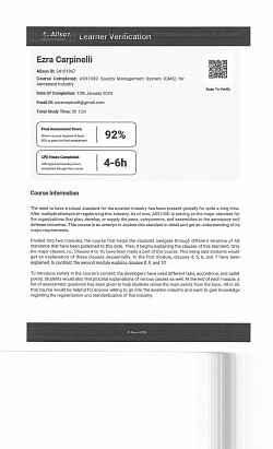 AEROSPACE QUALITY MANAGEMENT SYSTEM  CREDENTIAL ID 6363-24101967