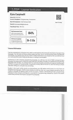 C PROGRAMMING CREDENTIAL ID 2689-24101967